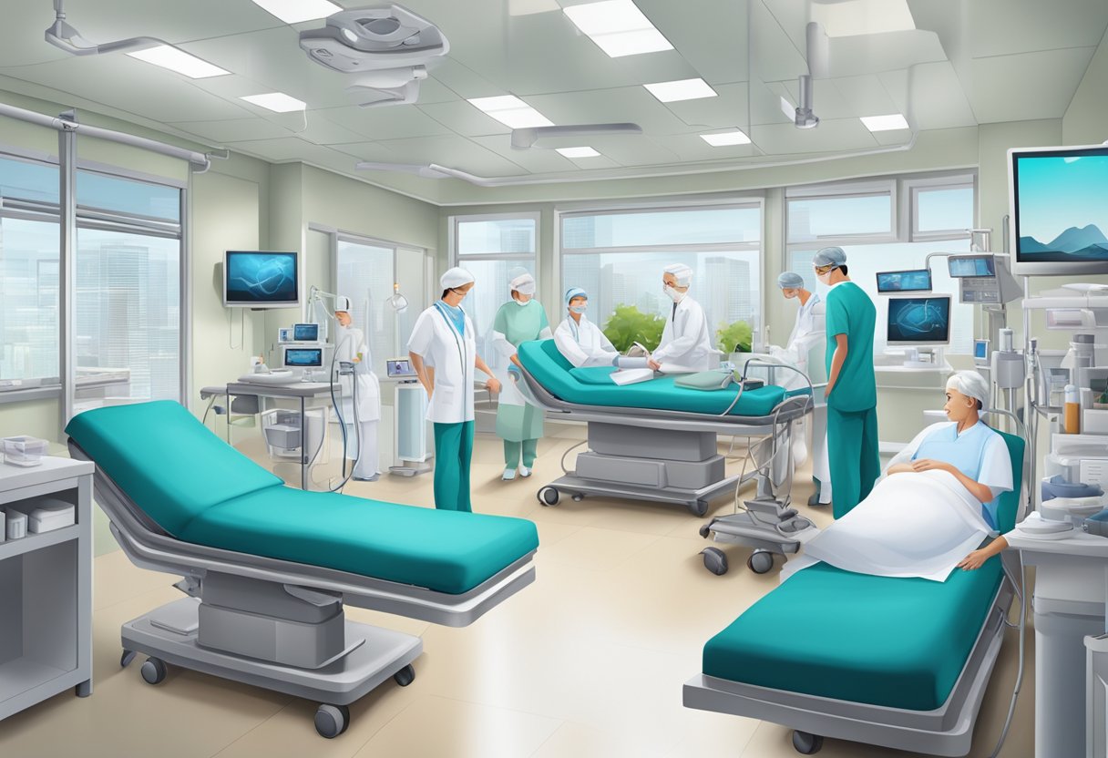 A bustling heart and vascular centre with patients, staff, and medical equipment