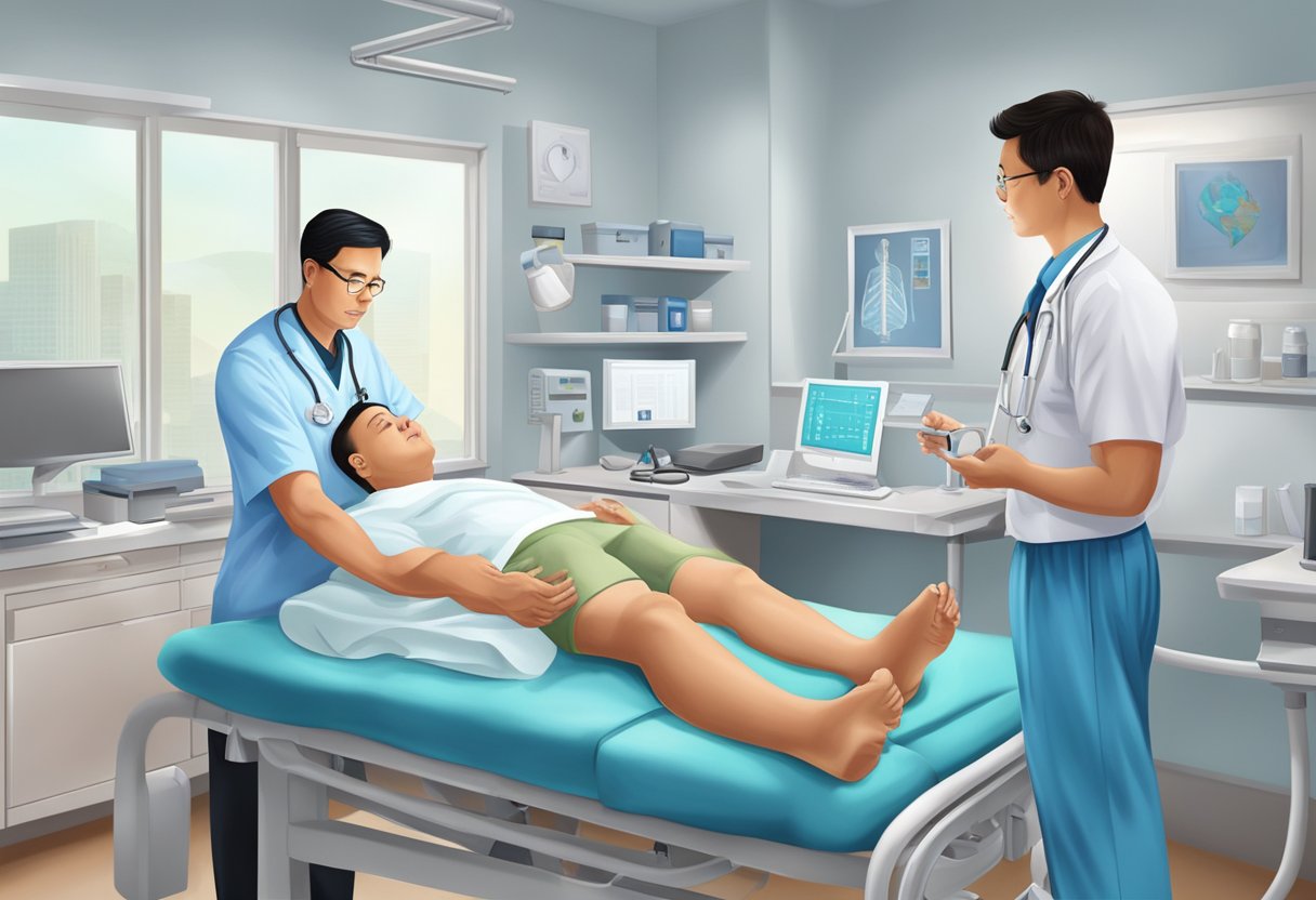 A cardiologist, Bernard Ee, provides patient care in a clinic