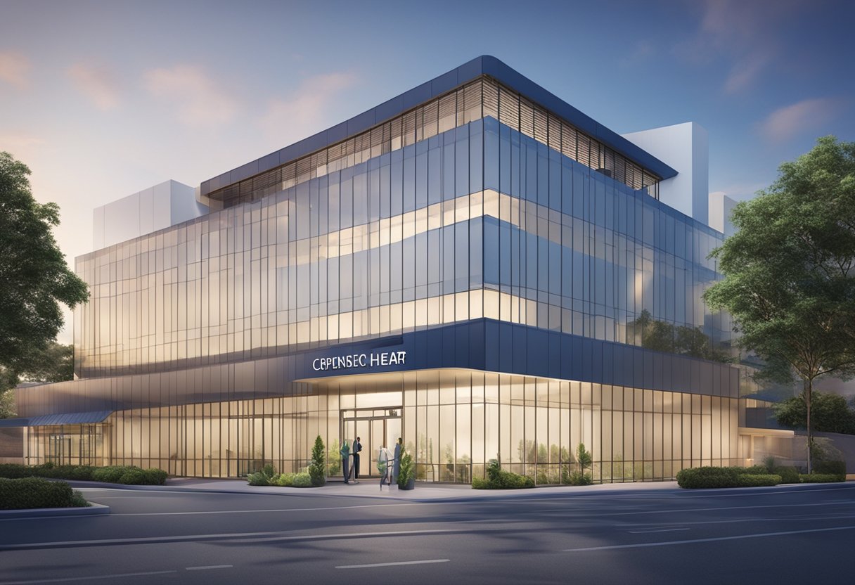 A modern hospital building with a prominent sign reading "Comprehensive Cardiac Care Jireh Heart Centre" and a sleek, well-maintained exterior