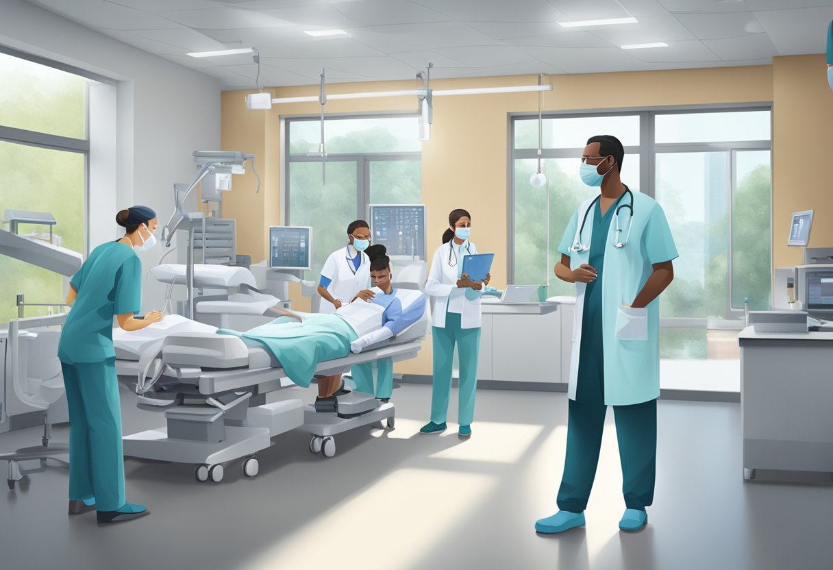 A group of medical professionals at Jireh Heart Centre work together in a modern, well-equipped facility