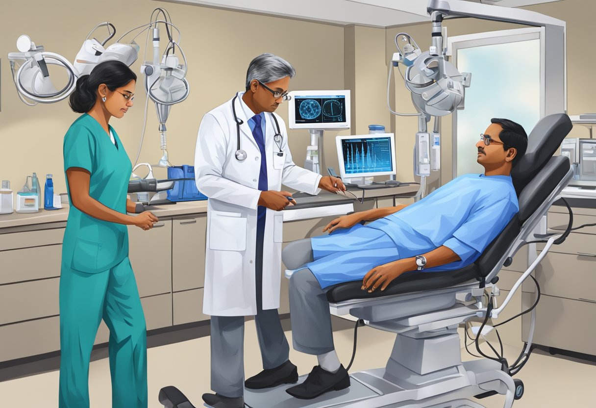 Dr. Dinesh, a cardiologist, is shown using advanced techniques and equipment to treat patients with specialized clinical interests