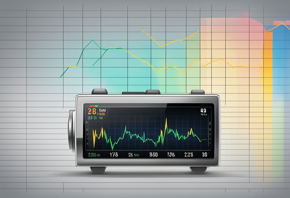 A heart rate monitor displays a steady, regular rhythm on a chart