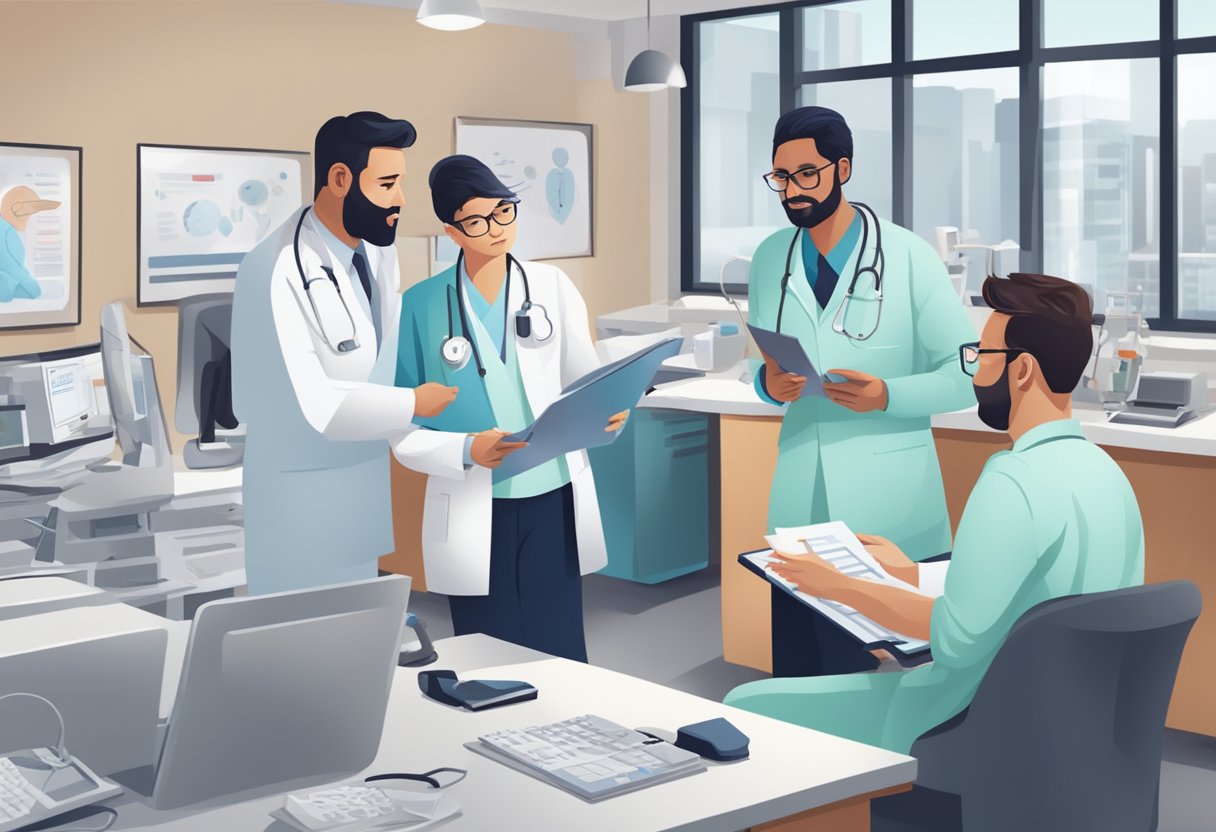 Cardiologists answering FAQs in a busy clinic setting
