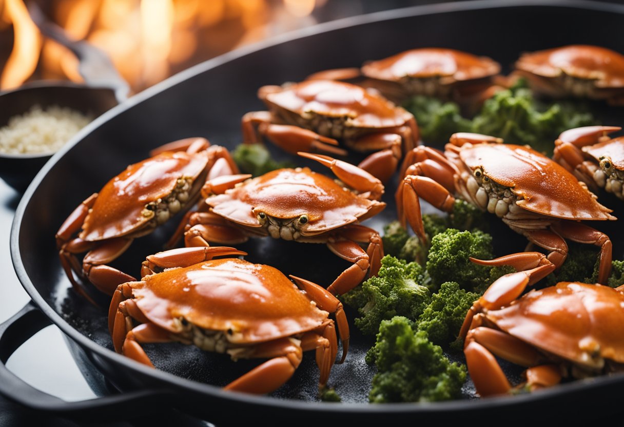 Crabs being seasoned, placed in a steamer, and cooked until tender