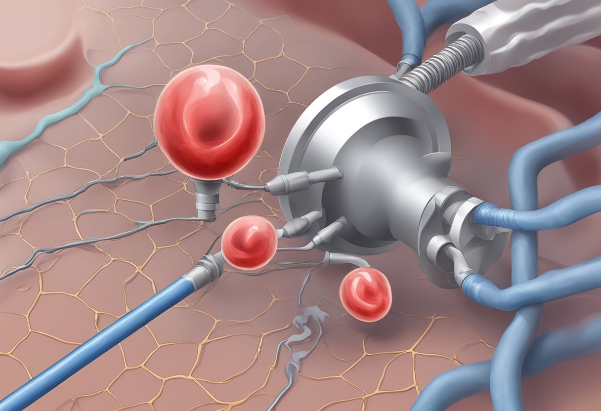 A blood clot forms near a heart valve replacement site