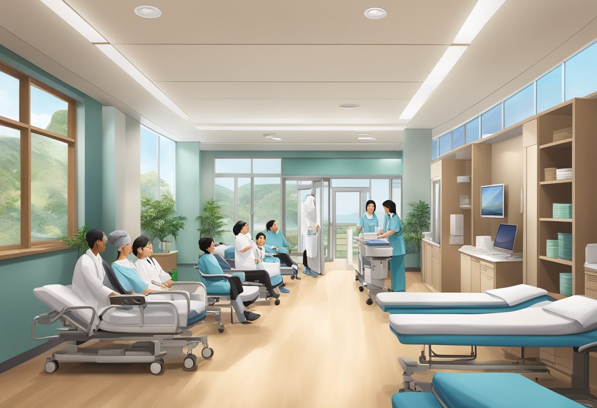The Asian Heart & Vascular Centre at Mount Elizabeth bustles with patients and staff, adorned with modern medical equipment and serene interior design