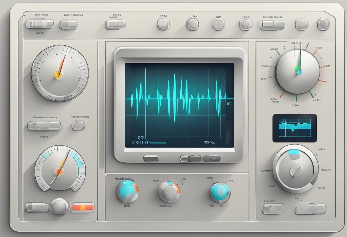 A heart monitor displays a steady, normal range of pressure