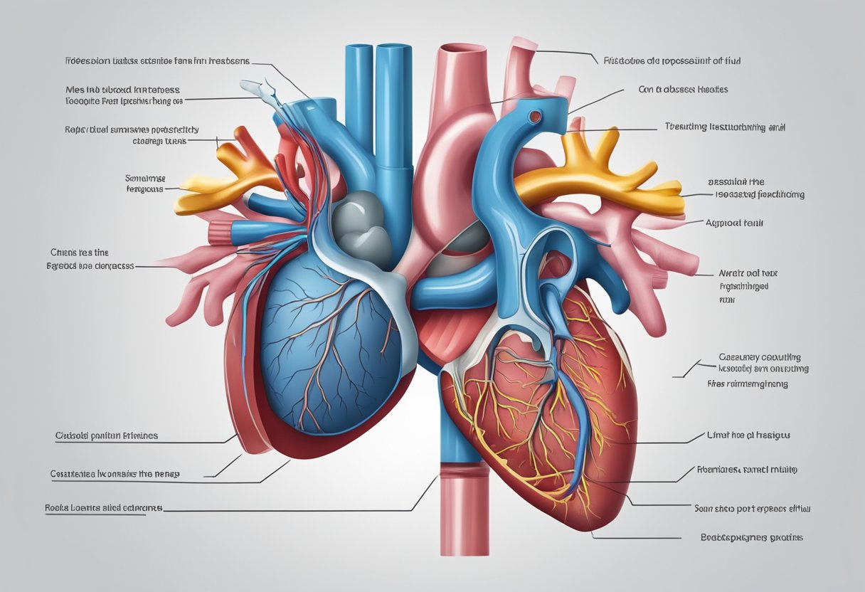 The heart pumps inefficiently, causing fluid buildup in the body. Blood backs up into the lungs, leading to shortness of breath and fatigue