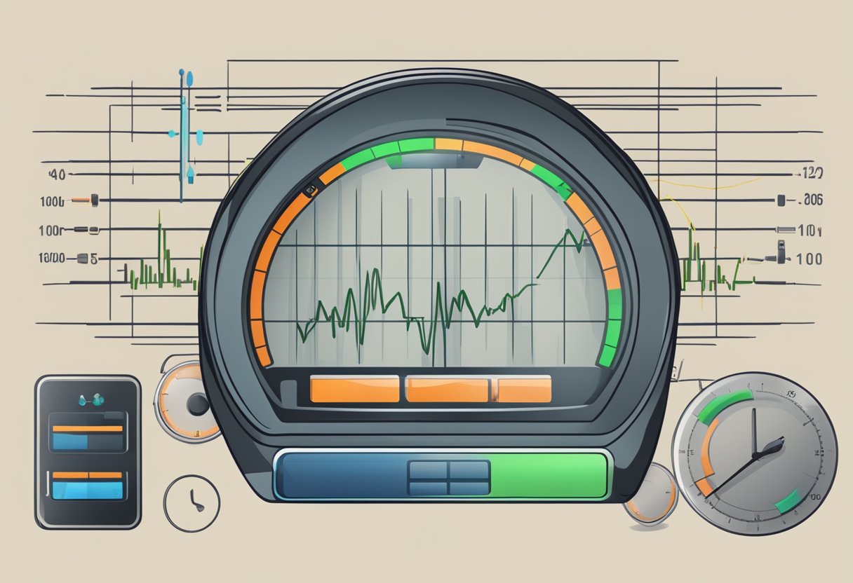 A heart rate monitor displays a slow, steady rhythm