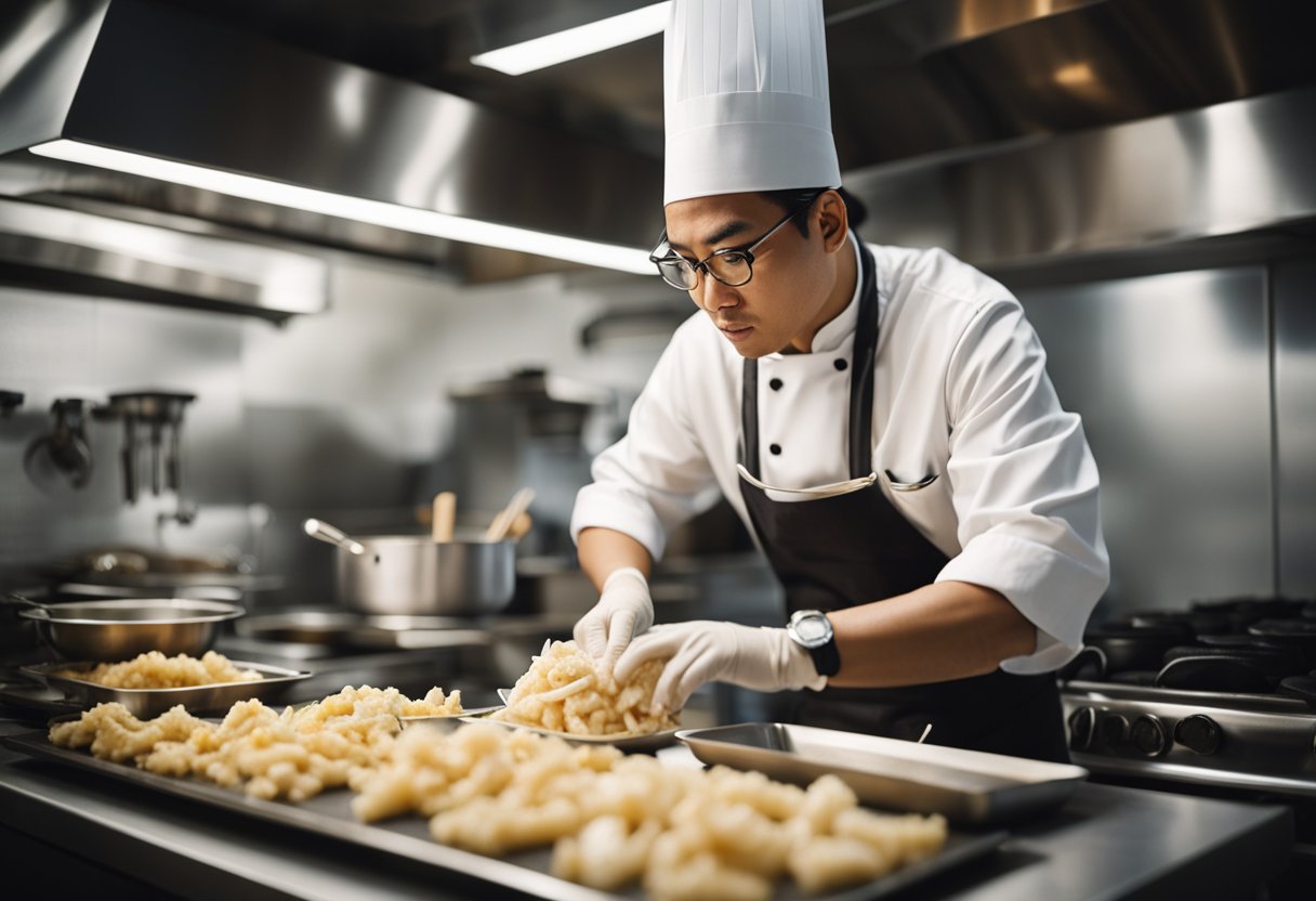 A chef preparing Chinese squid recipes while answering frequently asked questions
