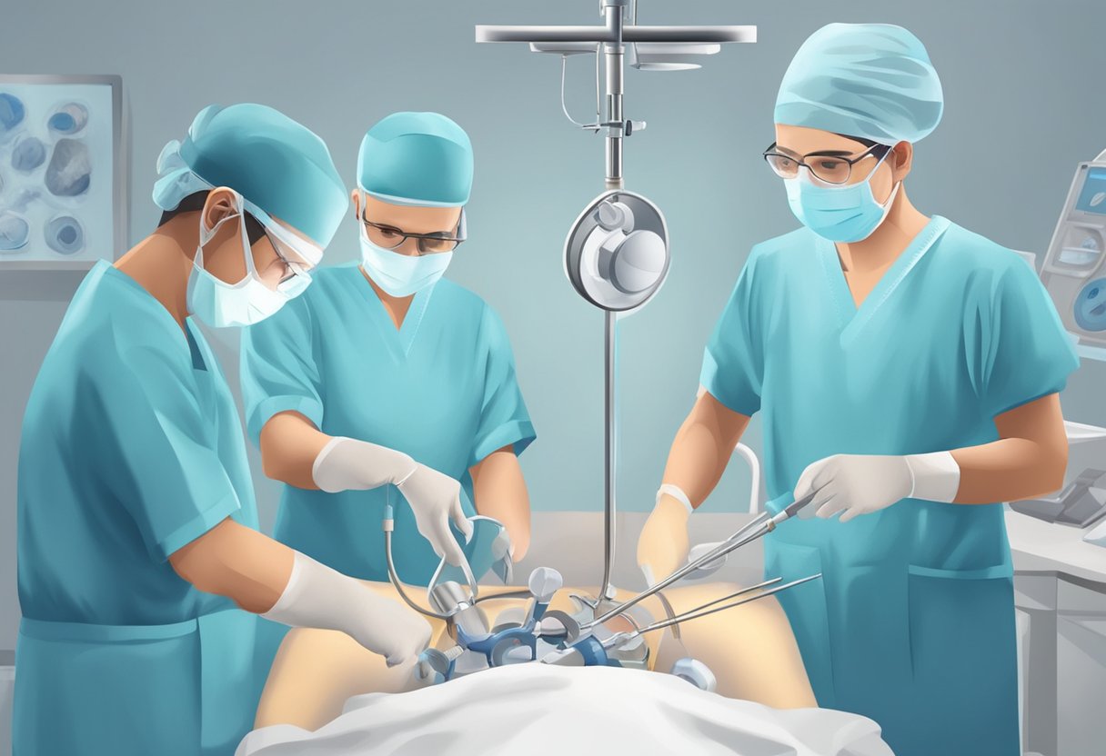 Surgeons perform minimally invasive heart valve replacement using small incisions and specialized instruments
