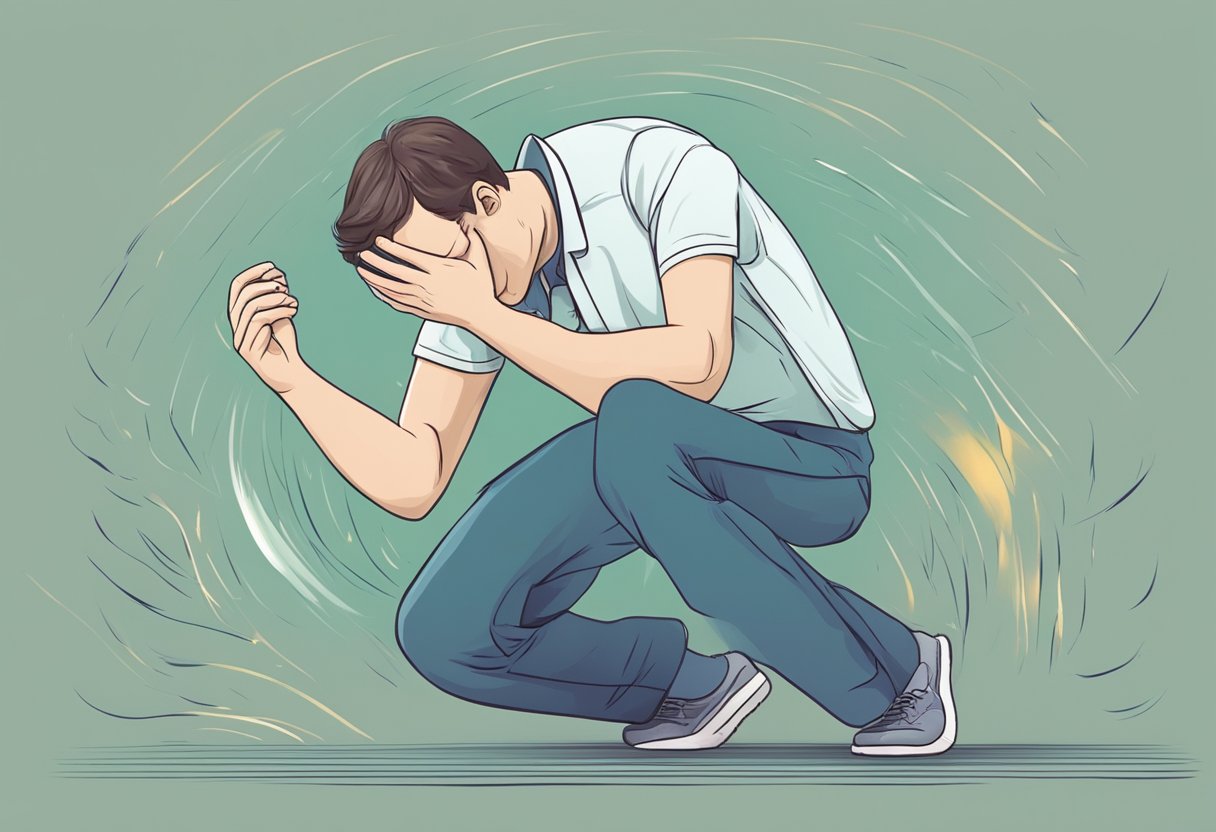 A person feeling dizzy and weak, with a slow pulse and fainting