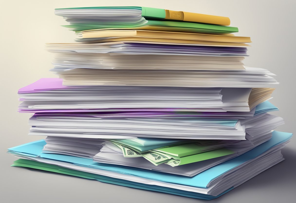 A stack of FAQ papers with "AP credit" and "licensed money lender" logos