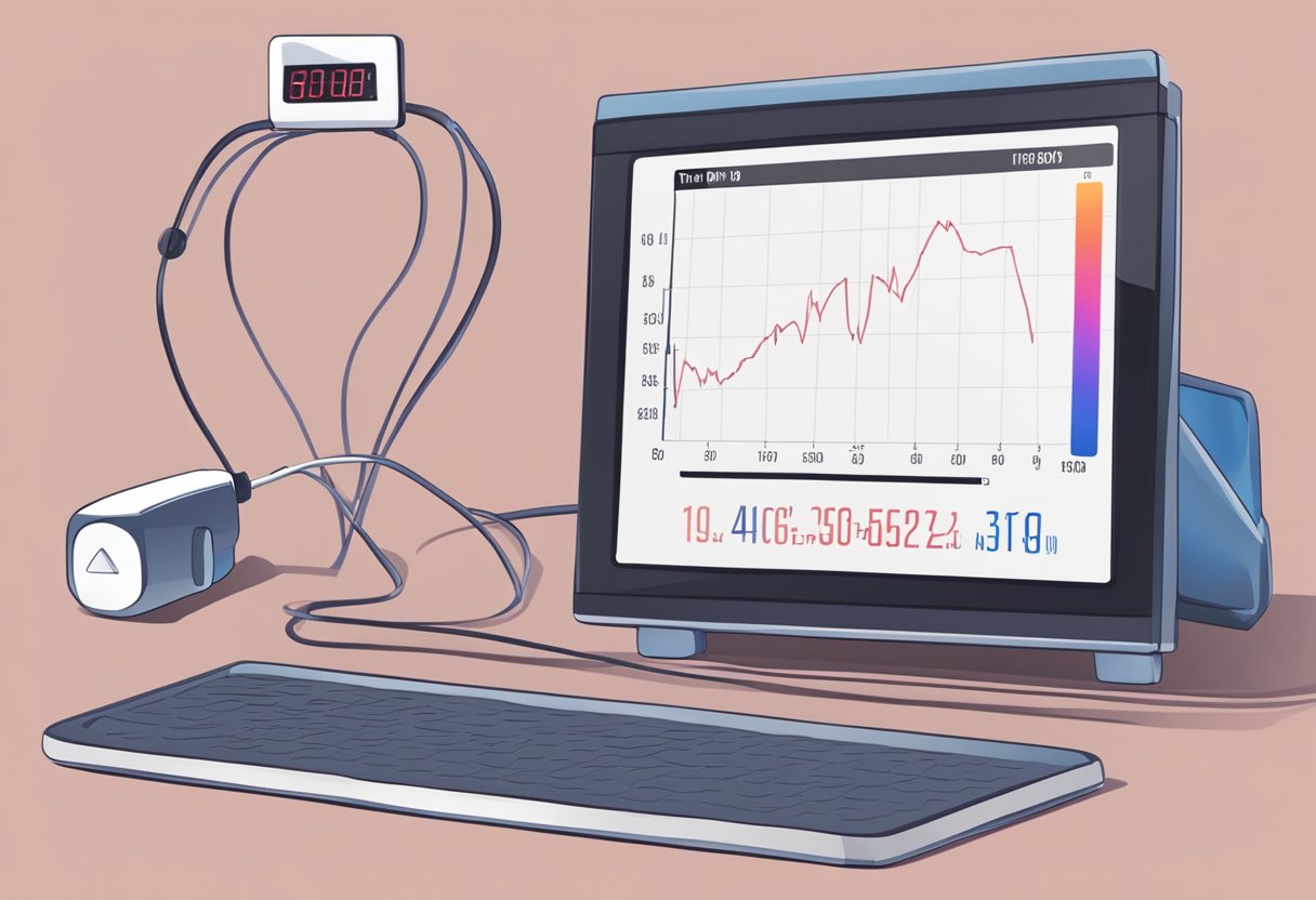 A heart rate monitor displaying a resting heart rate of 60 beats per minute. A FAQ sign nearby