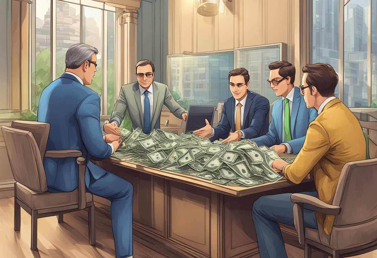 Banks and money lenders exchange currency and loans