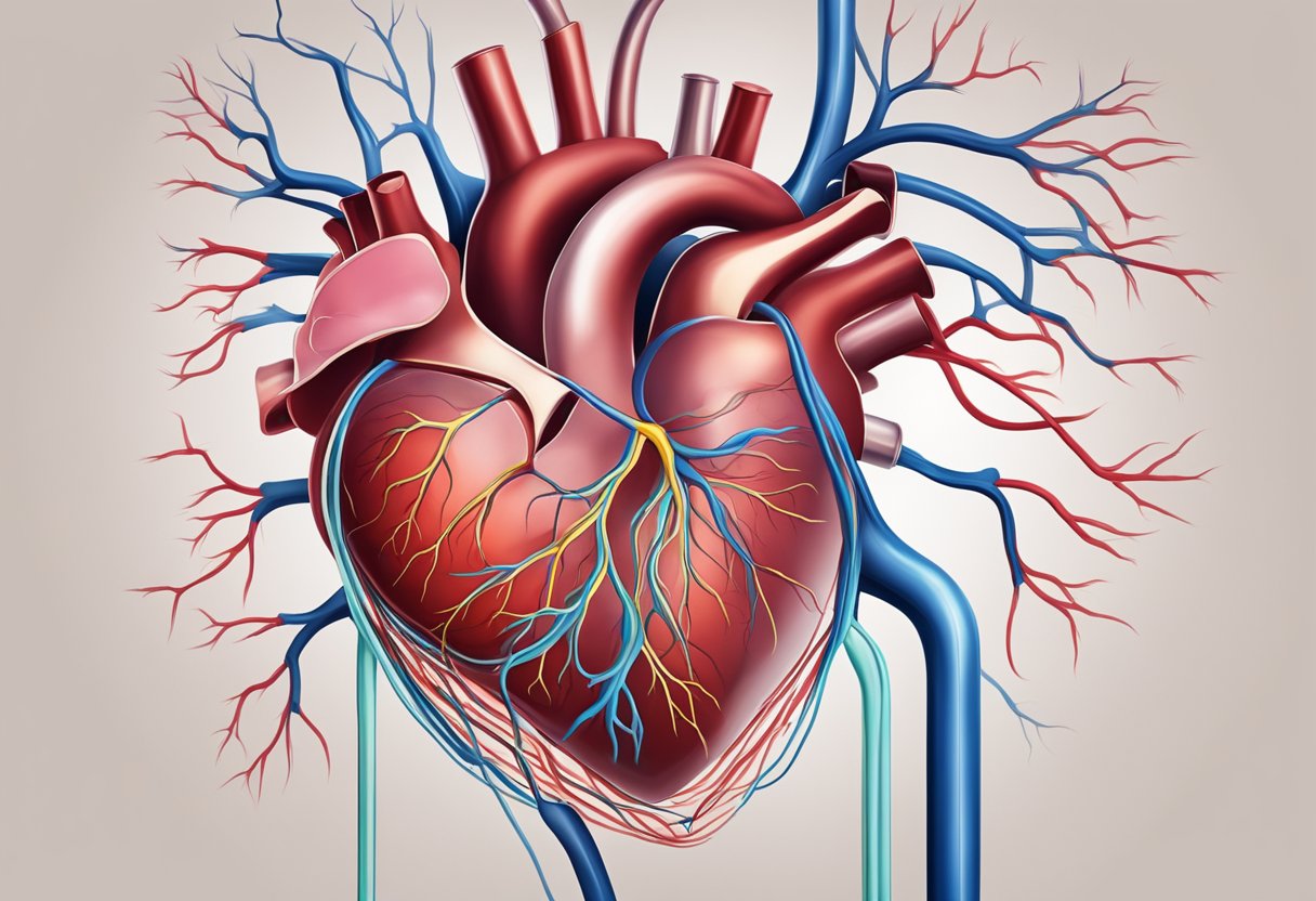 A heart pumping oxygenated blood through arteries and veins