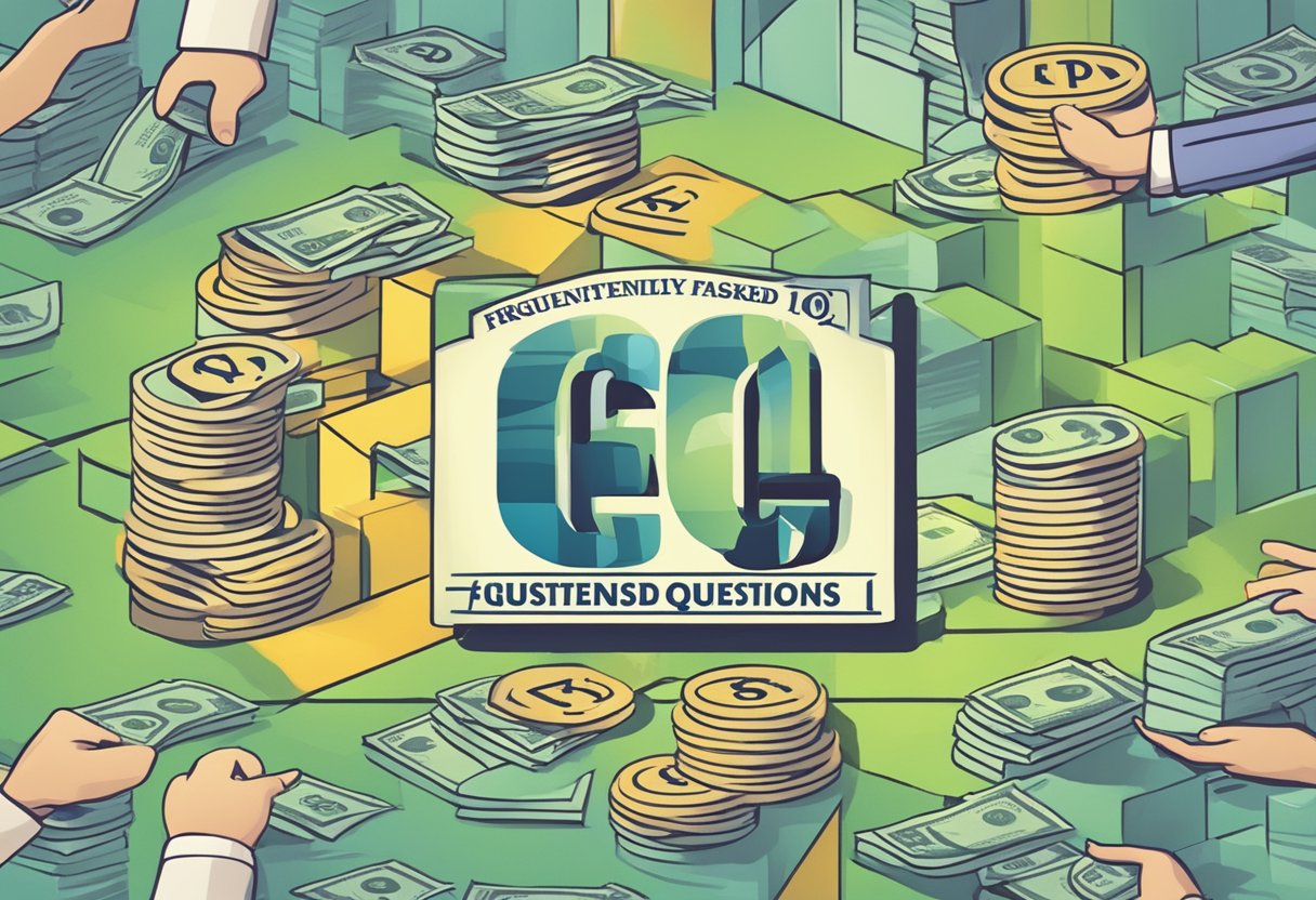 A sign reading "Frequently Asked Questions 101" next to a logo of a licensed money lender