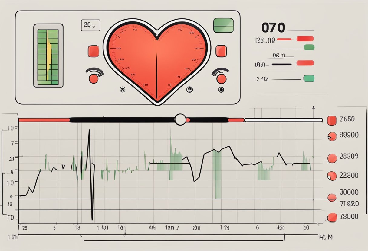 A red heart rate monitor beeping rapidly