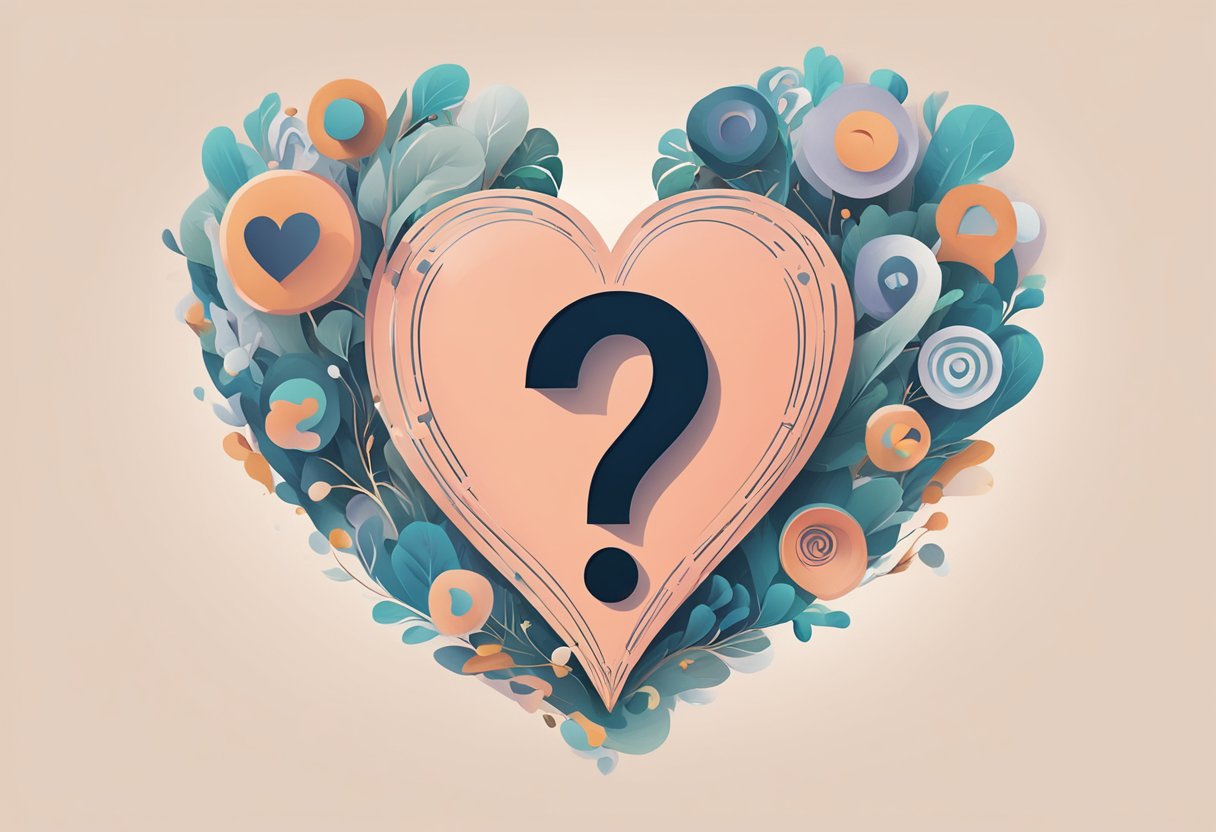 A heart symbol with a question mark hovering above it