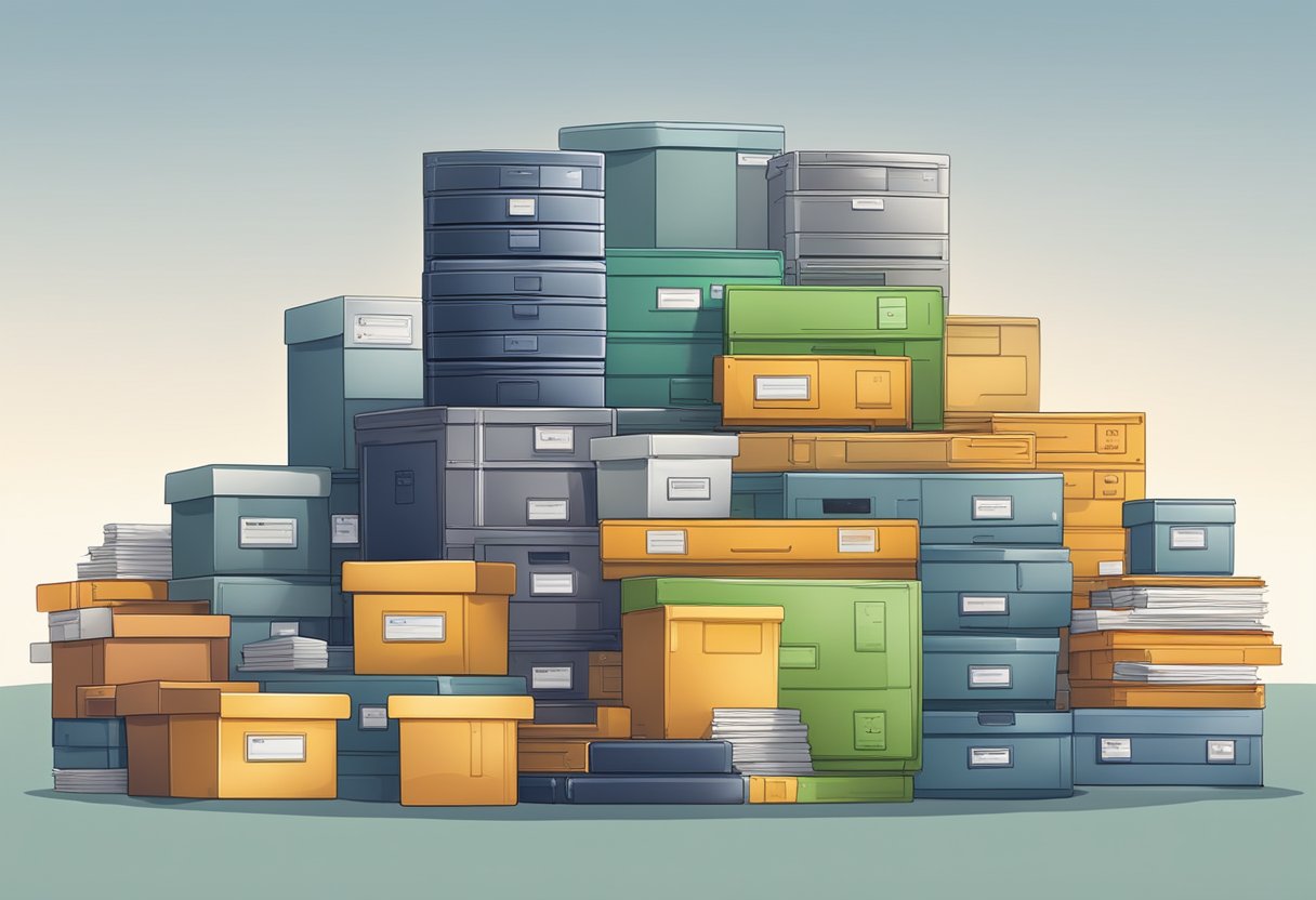 A stack of diverse assets, including inventory, equipment, and accounts receivable, serve as collateral for a loan from a private money lender