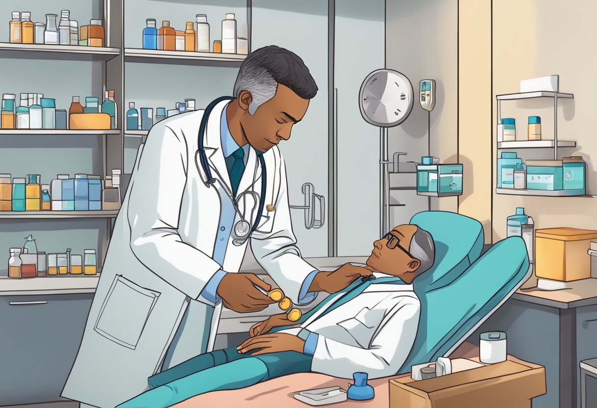 A doctor administers medication to treat right side heart failure