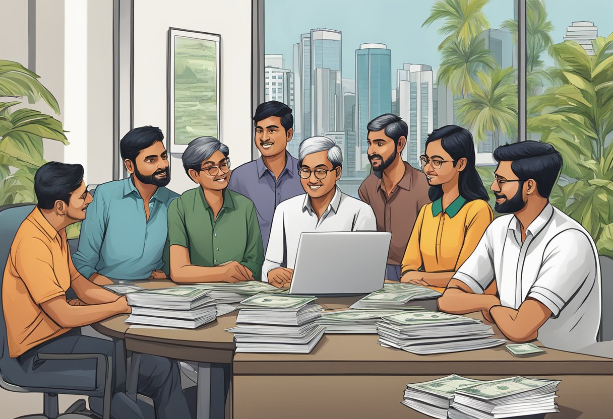 A group of Indian money lenders in Singapore, discussing the history of frequently asked questions