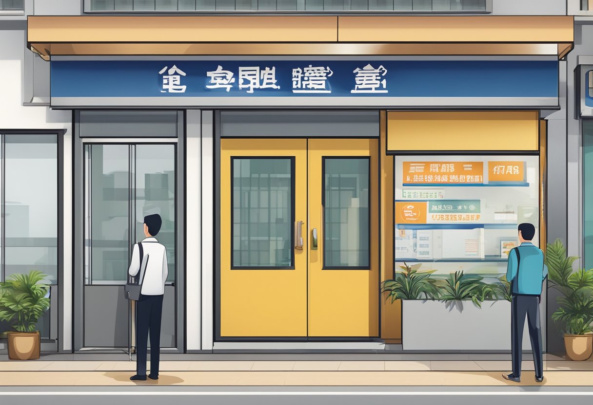 A licensed money lender's sign hangs outside a building in Clementi, blk 449. The exterior is clean and professional, with clear signage