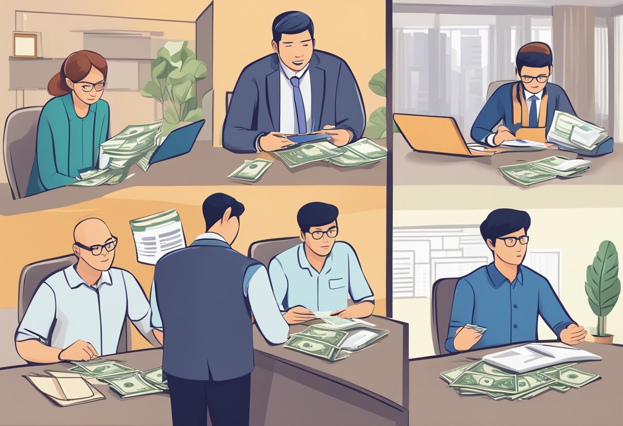 Money lenders in Singapore set their interest rates, FAQ documents in hand, as customers inquire about borrowing terms