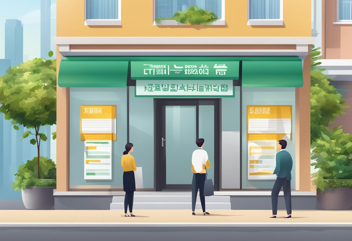 A signboard with "Frequently Asked Questions" outside a licensed money lender office in the east