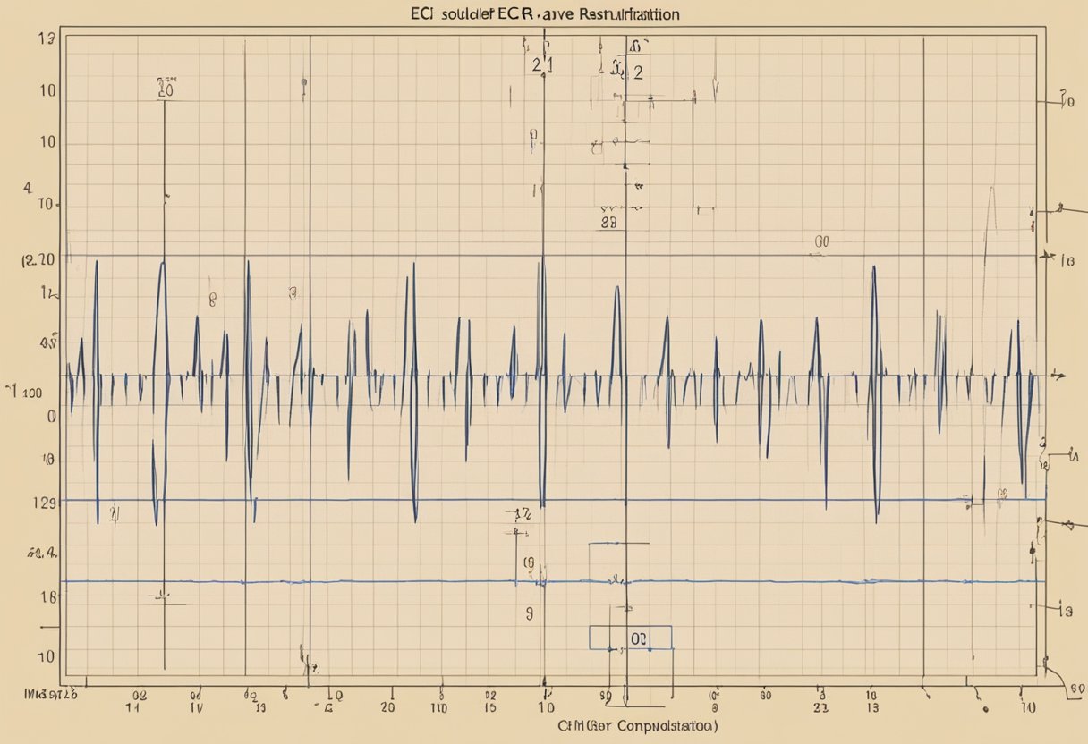 A third-degree heart block ECG shows complete atrioventricular dissociation with regular P waves and irregular QRS complexes