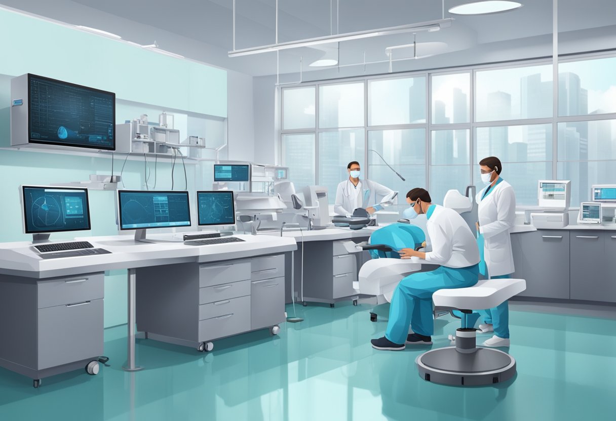 Cutting-edge equipment and medical professionals conducting trials in a modern cardiology lab
