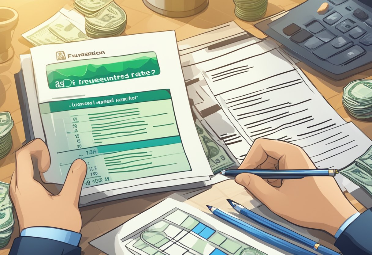 A sign with "Frequently Asked Questions" and a chart showing licensed money lender interest rates
