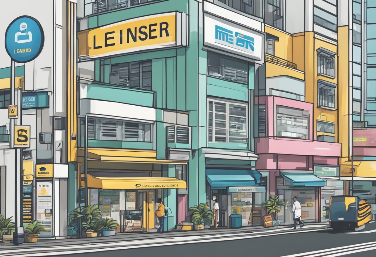 A licensed money lender's signboard stands out in a bustling Singapore personal loan directory