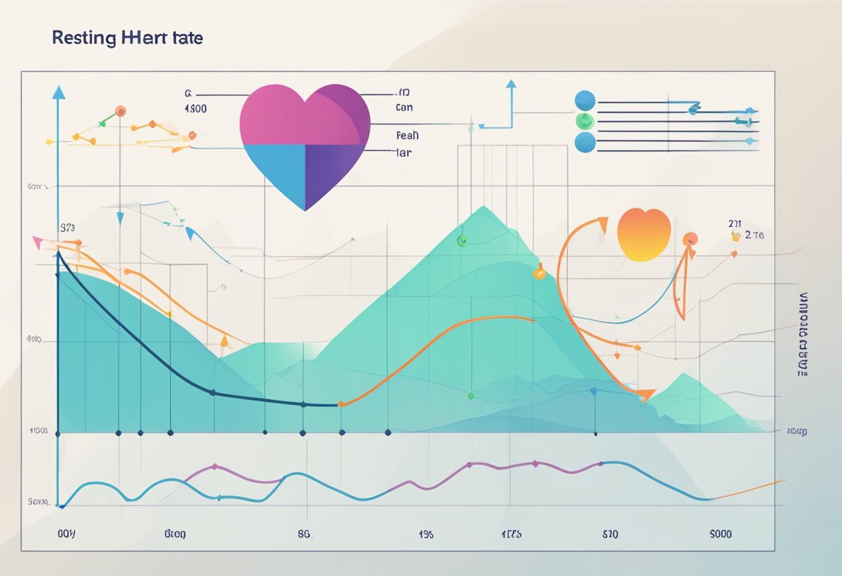 A graph showing factors affecting resting heart rate, with arrows pointing up to indicate what increases it