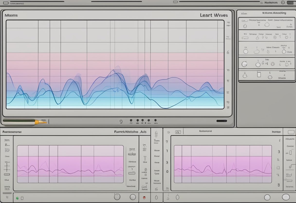 A heart monitor displays erratic waves, indicating arrhythmia