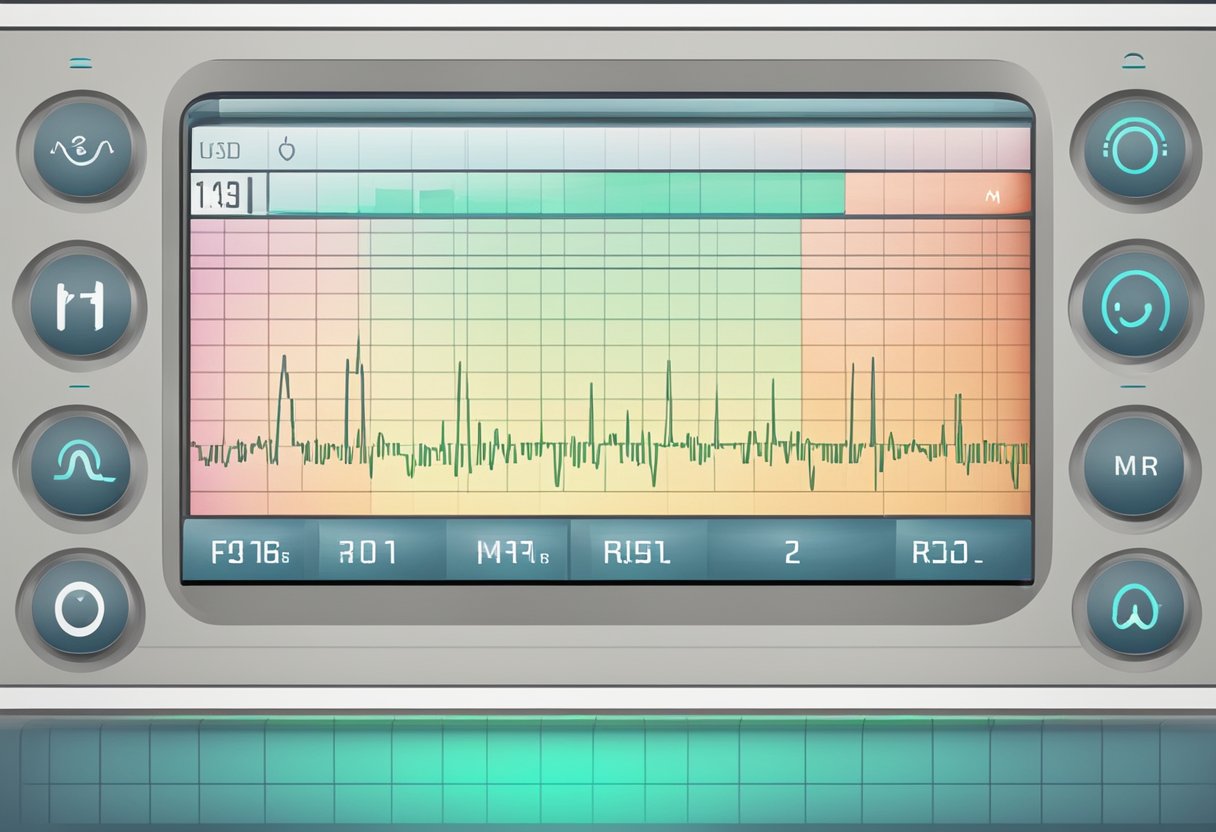 A heart rate monitor displaying an elevated resting heart rate
