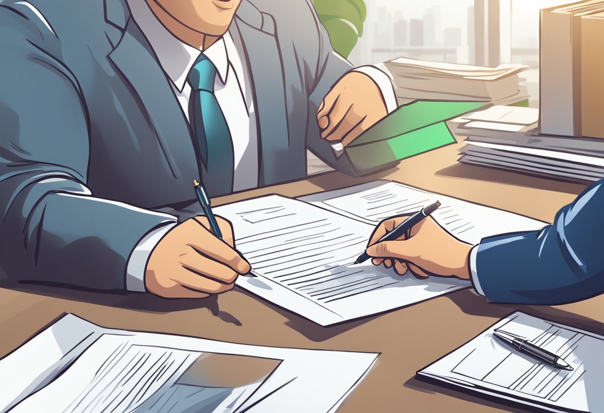 A person signing a document with a licensed money lender for a consolidation loan