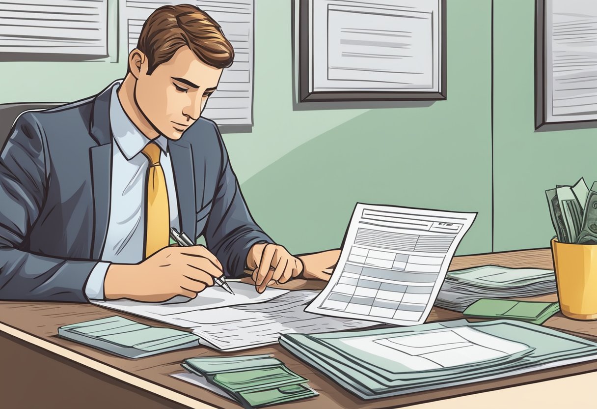 A person fills out a loan application form, seeking to borrow 500 from money lenders