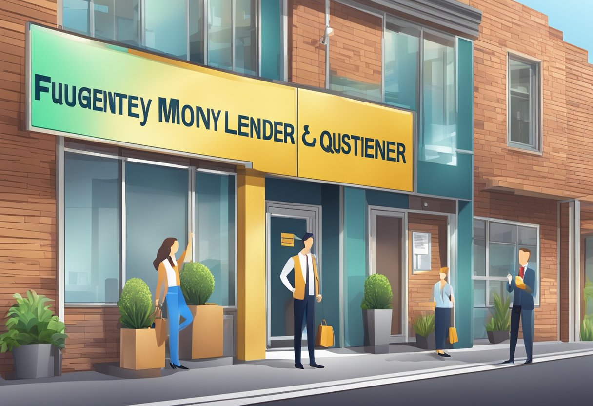 A signboard with "Frequently Asked Questions" and "elite licensed money lender" displayed prominently