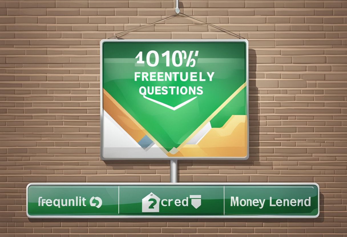 A signboard with "Frequently Asked Questions" and "Quick Credit Licensed Money Lender" displayed prominently