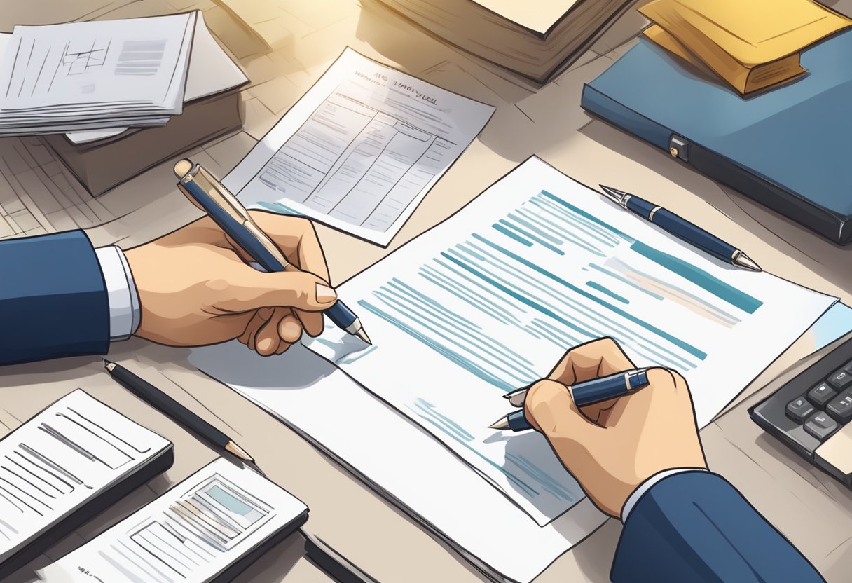 A person signing a loan agreement with Hua Yang money lender