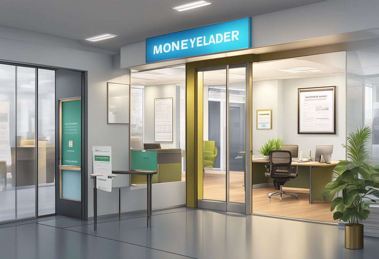 A licensed moneylender's office with clear signage and regulatory documents displayed prominently