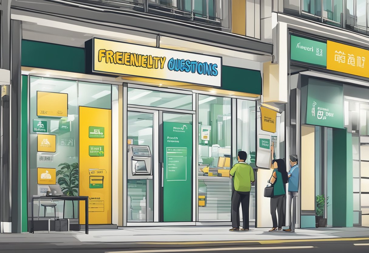 A signboard outside a money lender's office in Geylang Bahru with the words "Frequently Asked Questions" prominently displayed