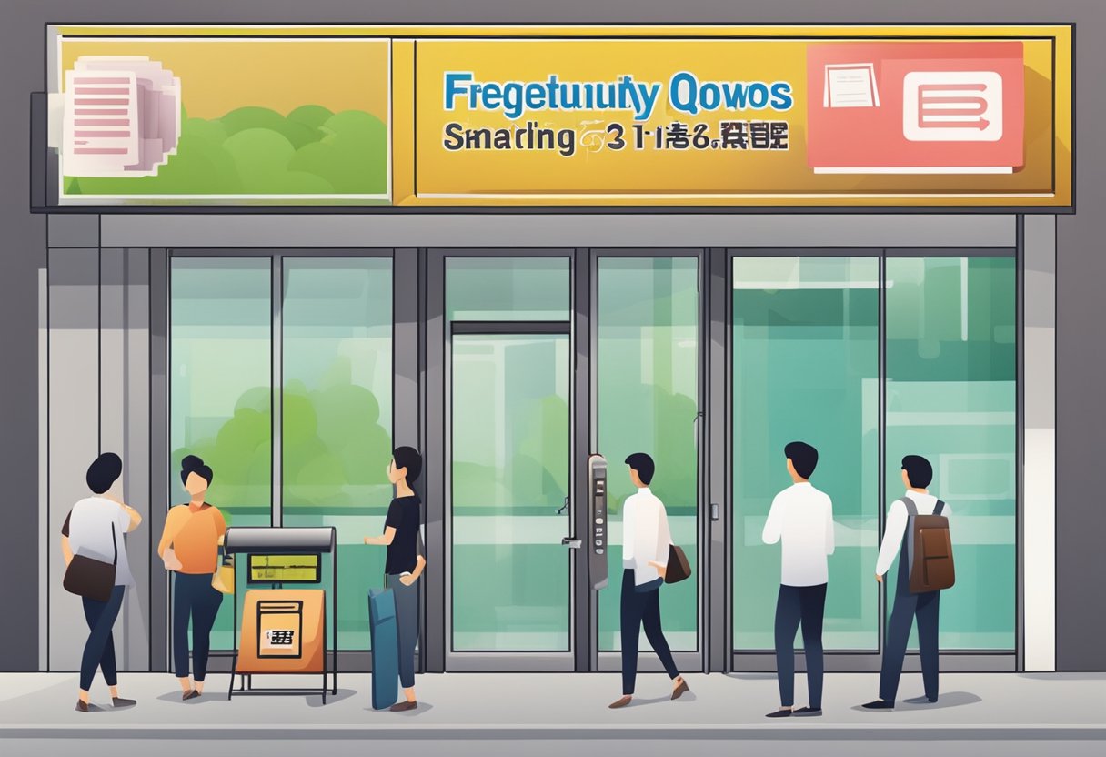 A signboard with "Frequently Asked Questions" outside a licensed money lender in Jurong East