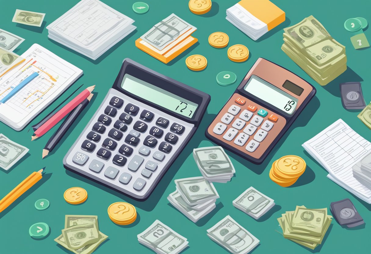 A calculator surrounded by frequently asked questions about licensed money lending