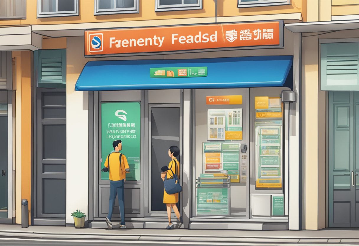 A signboard outside a licensed money lender in Clementi, with "Frequently Asked Questions" prominently displayed