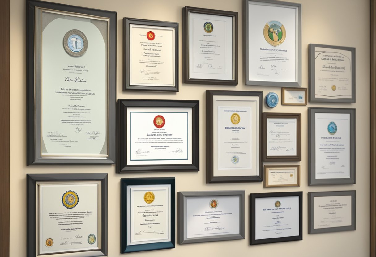 Kelvin Wong's degrees and certificates hang on the wall, showcasing his expertise as a cardiologist