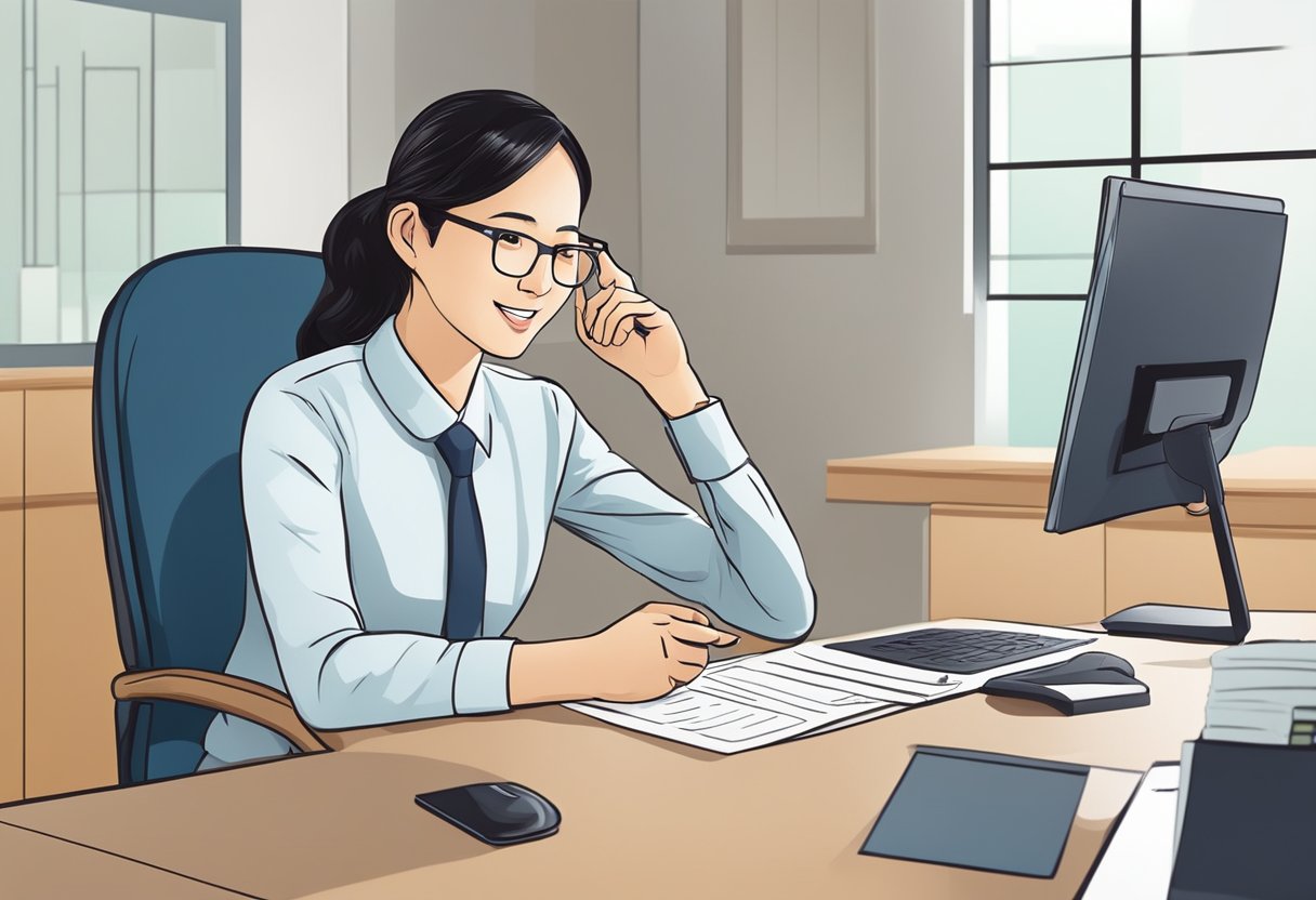 A customer at a licensed money lender in Jurong asks questions