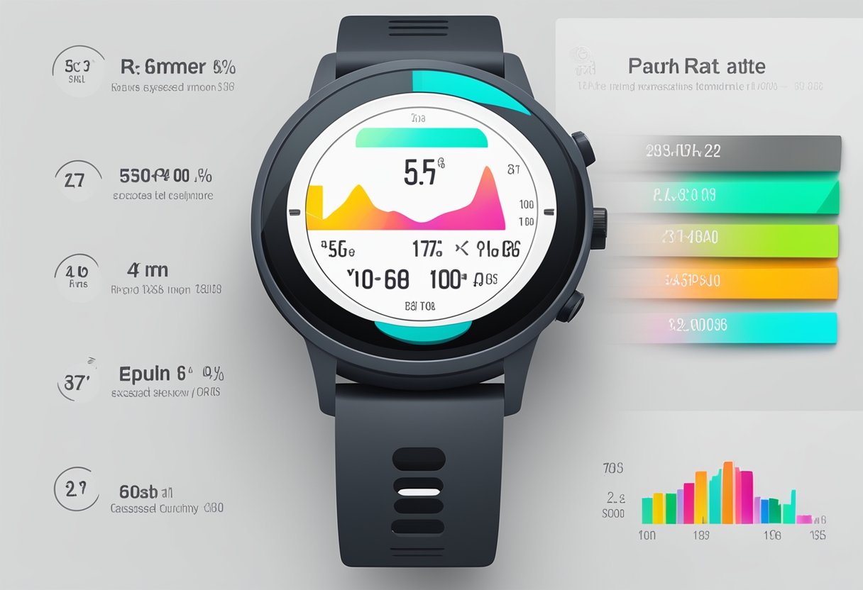 Heart rate monitor displaying high readings post-exercise. Timer shows hours elapsed