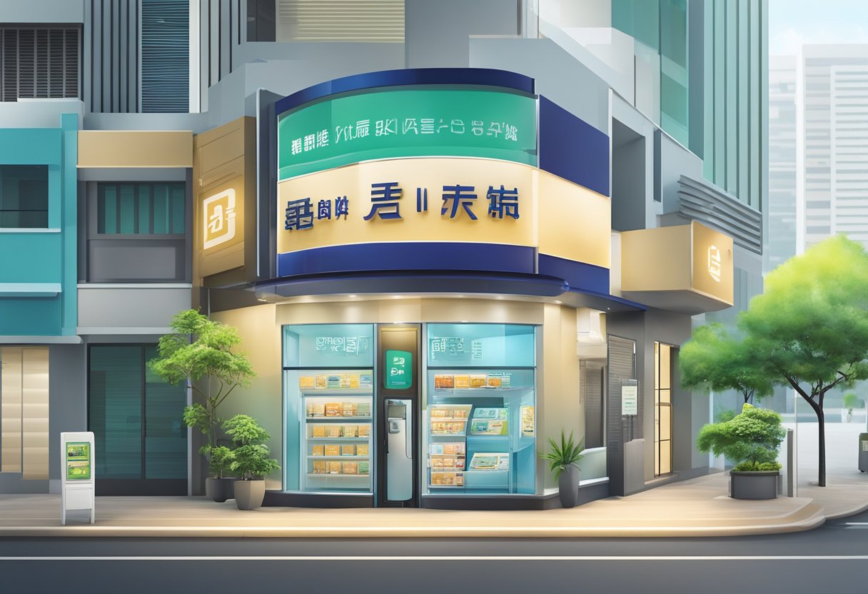 A licensed money lender's sign stands prominently in Toa Payoh Central, Singapore. The storefront is clean and modern, with a professional atmosphere